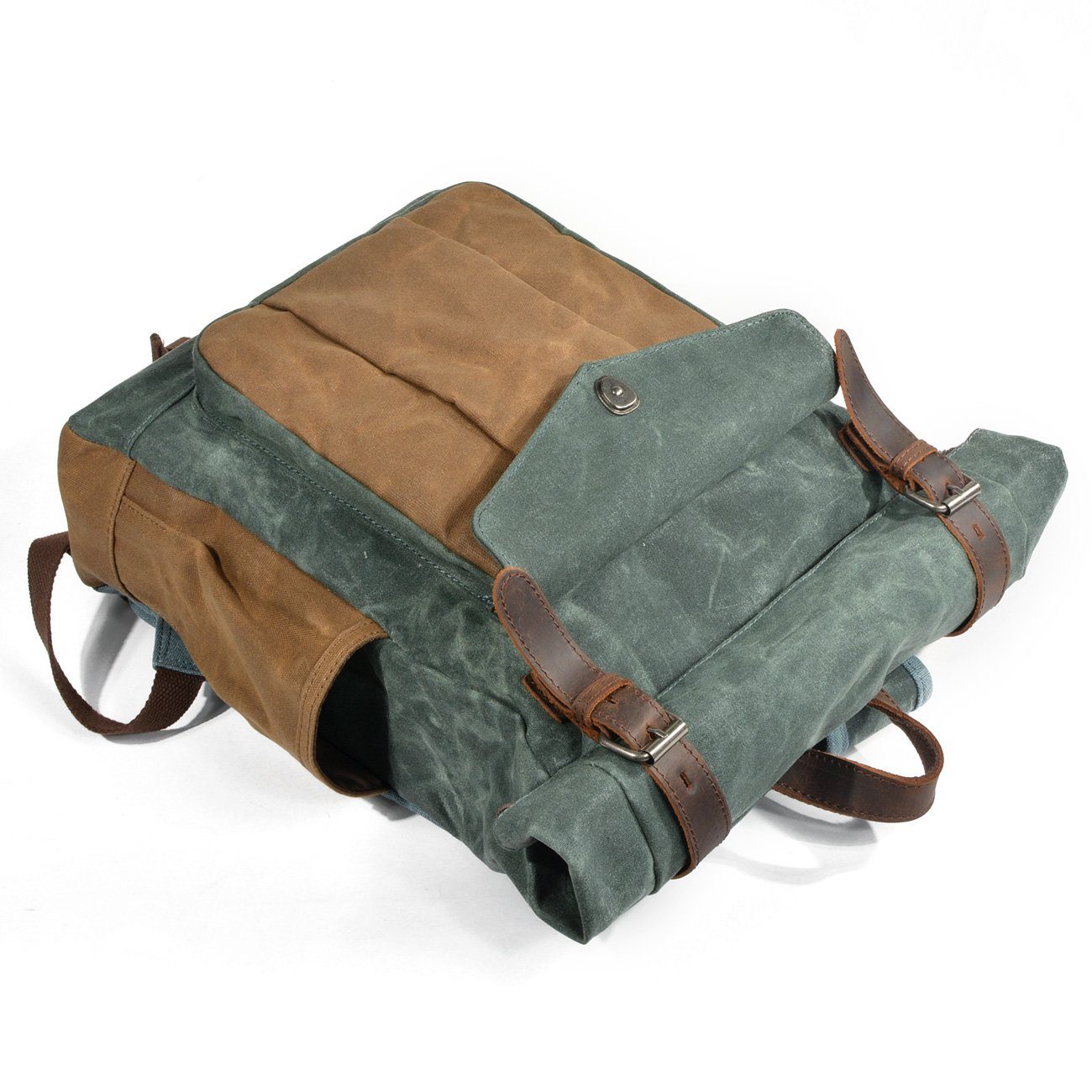 Natural Vintage Waxed Canvas Roll Top Backpack
