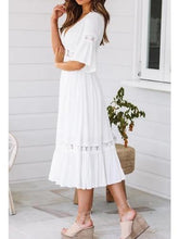 Load image into Gallery viewer, White Lace Hollow Out Midi Dress
