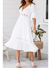 Load image into Gallery viewer, White Lace Hollow Out Midi Dress
