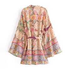 Load image into Gallery viewer, Floral Print Long Loose Sleeves Kimono
