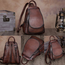 Load image into Gallery viewer, Womens Brown Dyeing Leather Backpack Purse Laptop Book Bag for Women
