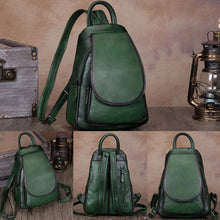 Load image into Gallery viewer, Womens Brown Dyeing Leather Backpack Purse Laptop Book Bag for Women
