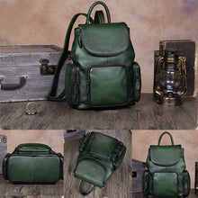 Load image into Gallery viewer, Vintage Womens Brown Leather Backpack Purse Designer Laptop Book Bag for Women

