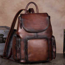 Load image into Gallery viewer, Vintage Womens Brown Leather Backpack Purse Designer Laptop Book Bag for Women

