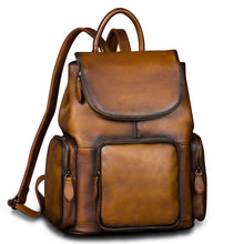 Load image into Gallery viewer, Vintage Womens Brown Leather Backpack Purse Designer Laptop Book Bag for Women
