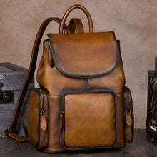 Load image into Gallery viewer, Vintage Womens Brown Leather Backpack Purse Designer Laptop Book Bag for Women
