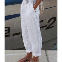 Load image into Gallery viewer, Casual Loosen Cotton Linen White Pants
