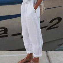 Load image into Gallery viewer, Casual Loosen Cotton Linen White Pants

